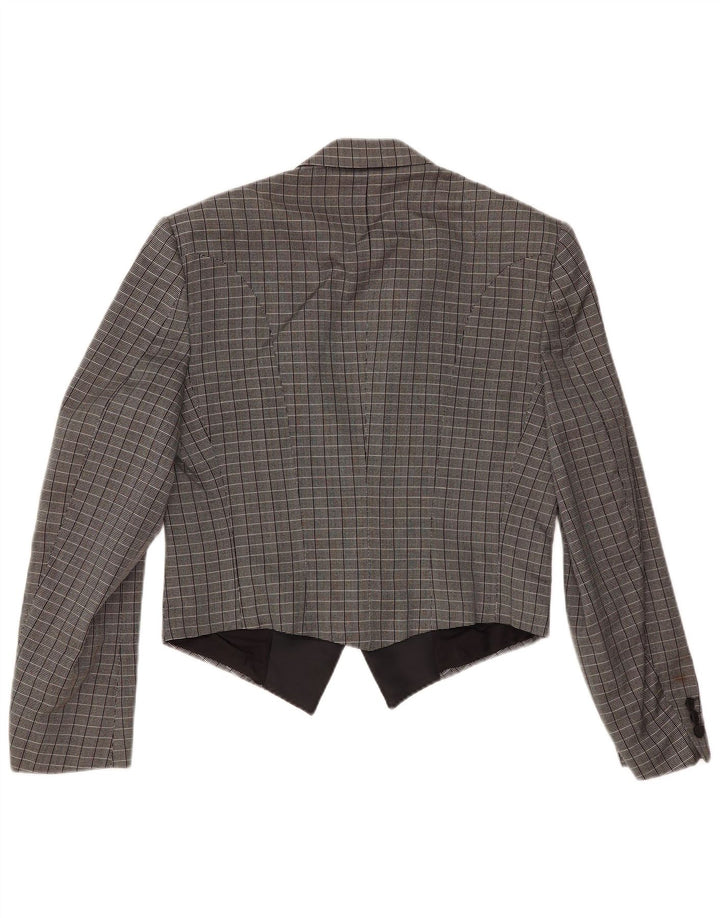 Sidi Chaqueta Blazer De Doble Botonadura Para Mujer IT 48 XL Seda A Cuadros Gris