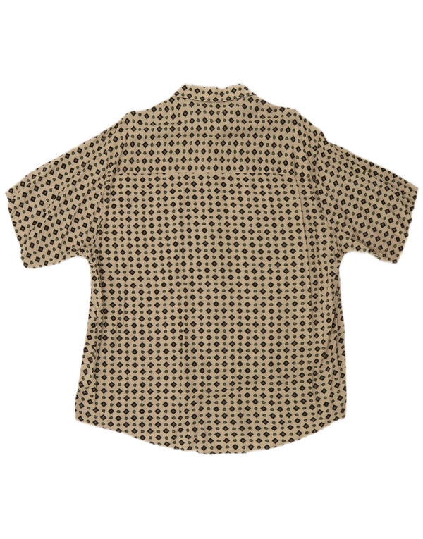Follie Camisa Manga Corta Hombre XL Viscosa Geométrica Beige