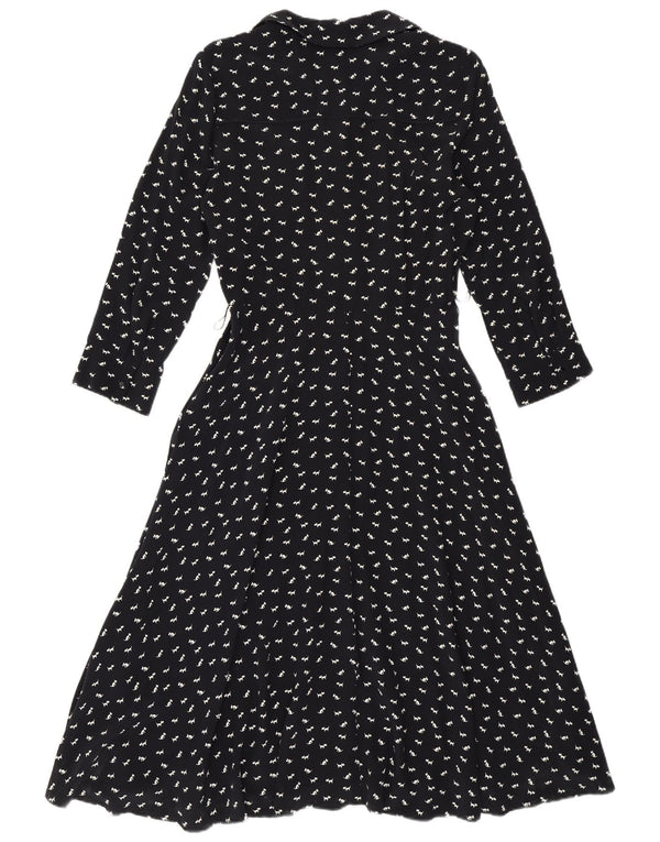 Hobbs Vestido acampanado para mujer UK 10 Small Azul marino Estampado animal Viscosa