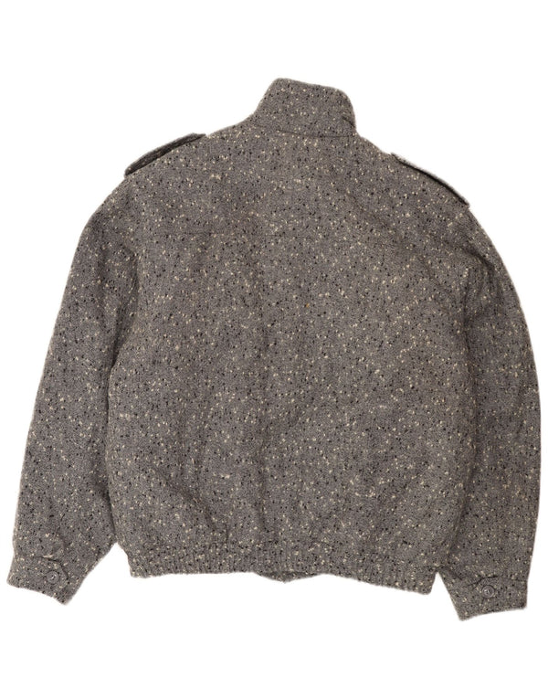 Vintage hombres militar cortavientos chaqueta Reino Unido 42 XL gris moteado