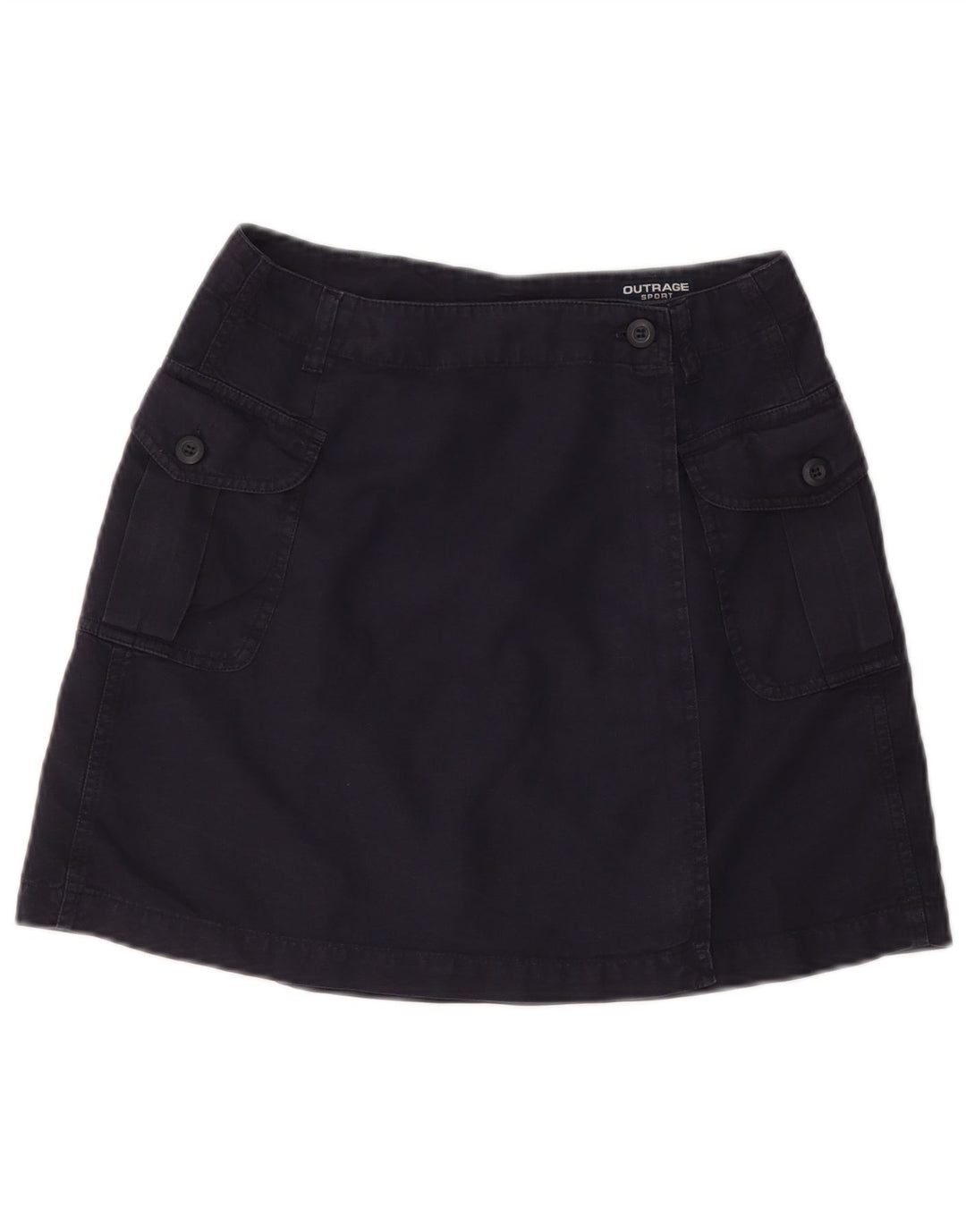 VINTAGE Mini falda cruzada para mujer IT 44 Mediana W28 Algodón azul marino