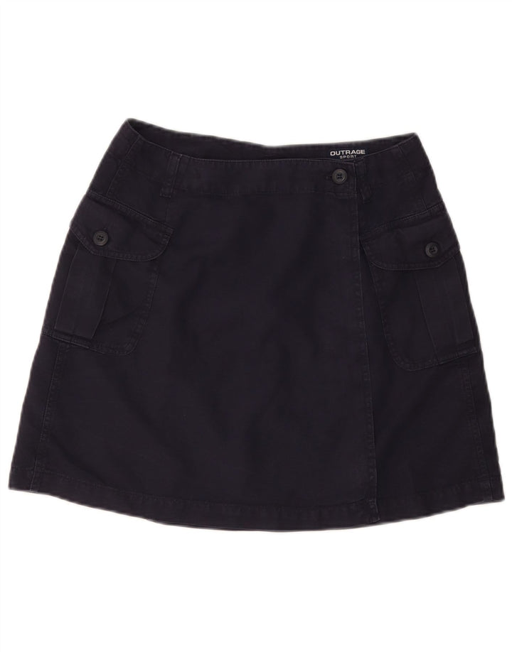 VINTAGE Mini falda cruzada para mujer IT 44 Mediana W28 Algodón azul marino