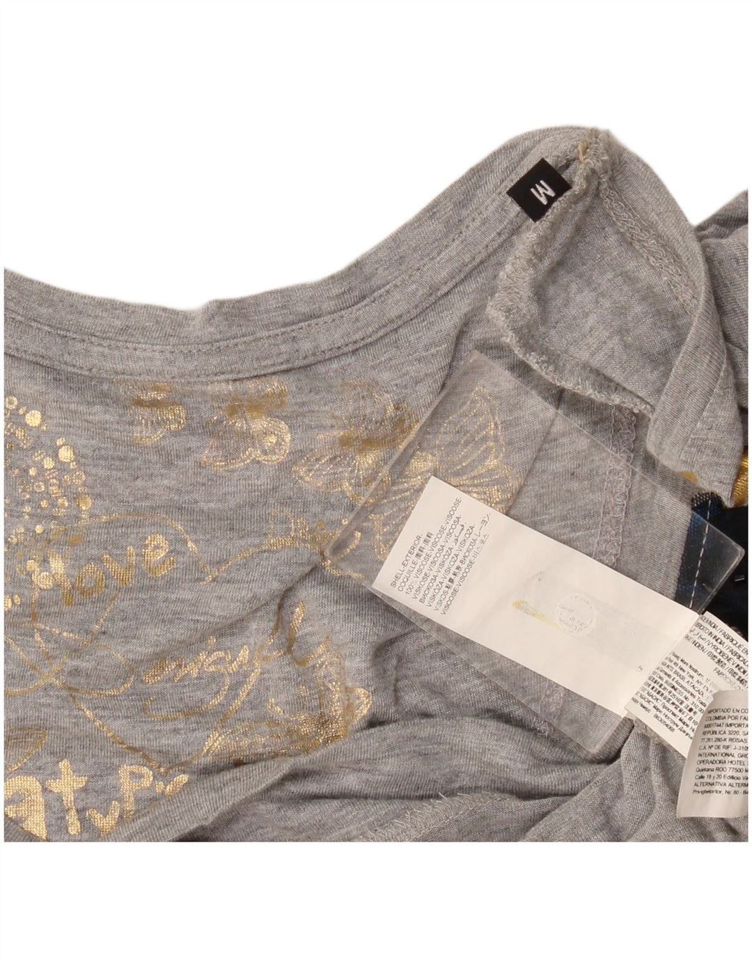 Desigual Top tipo túnica con gráfico para mujer UK 12 Viscosa gris medio
