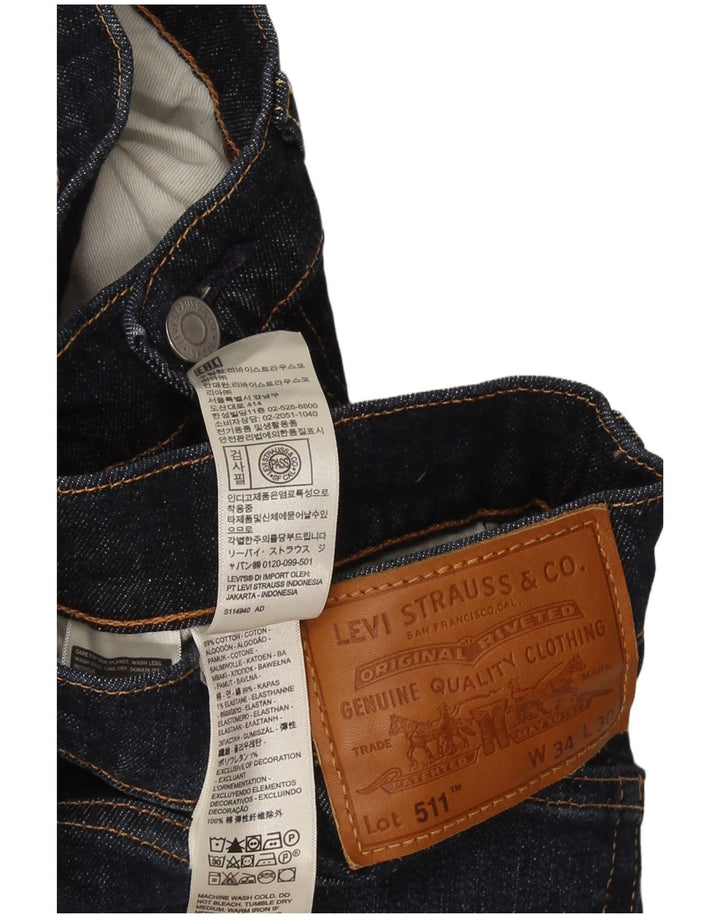 Levi's Hombre 511 Slim Jeans W34 L30 Algodón Azul