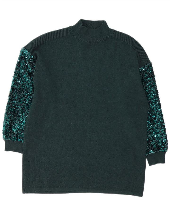 QUIZ Suéter tipo jersey de gran tamaño con cuello de tortuga para mujer UK 10 Small Green