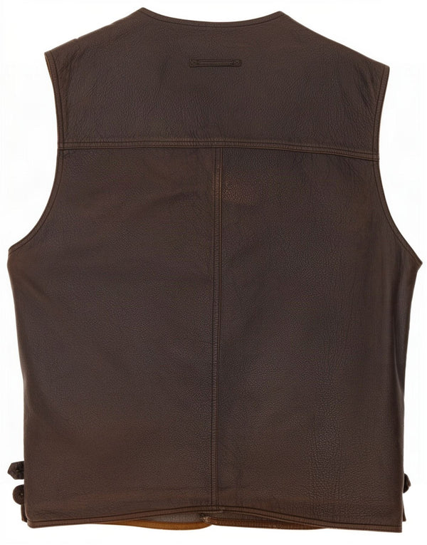 Les Copains Chaleco de cuero reversible para hombre IT 56 3XL Marrón