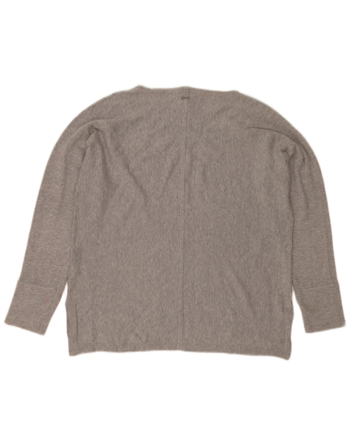 White Stuff Suéter tipo jersey con cuello barco para mujer, talla 40, talla grande, color gris moteado