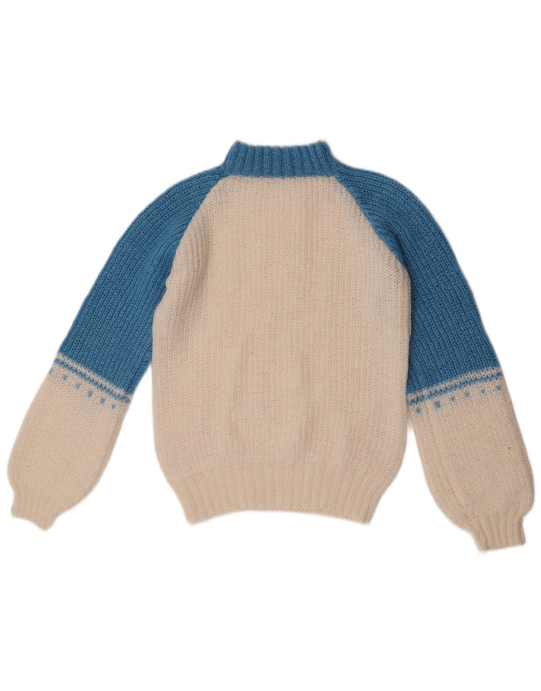 Vintage mujer cuello tortuga jersey suéter Reino Unido 12 bloque de color blanco medio