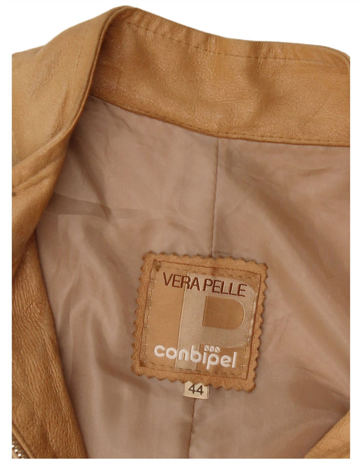 Chaqueta De Cuero Mujer Conbipel IT 44 Cuero Beige Medio