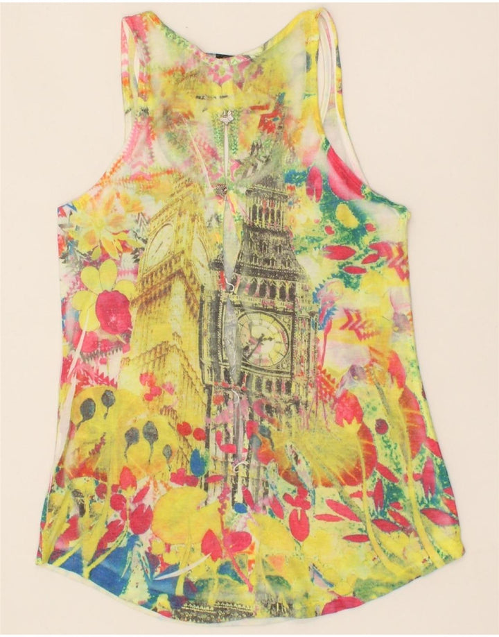 LIU JO Womens Graphic Vest Top UK 8 Small Multicoloured Vintage Liu Jo and Second-Hand Liu Jo from Messina Hembry 