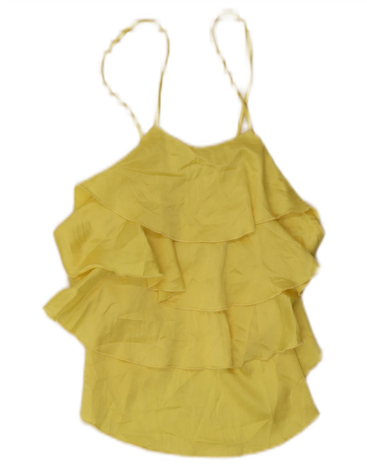Zara Mujer Top Sin Mangas Escalonado UK 8 Small Amarillo