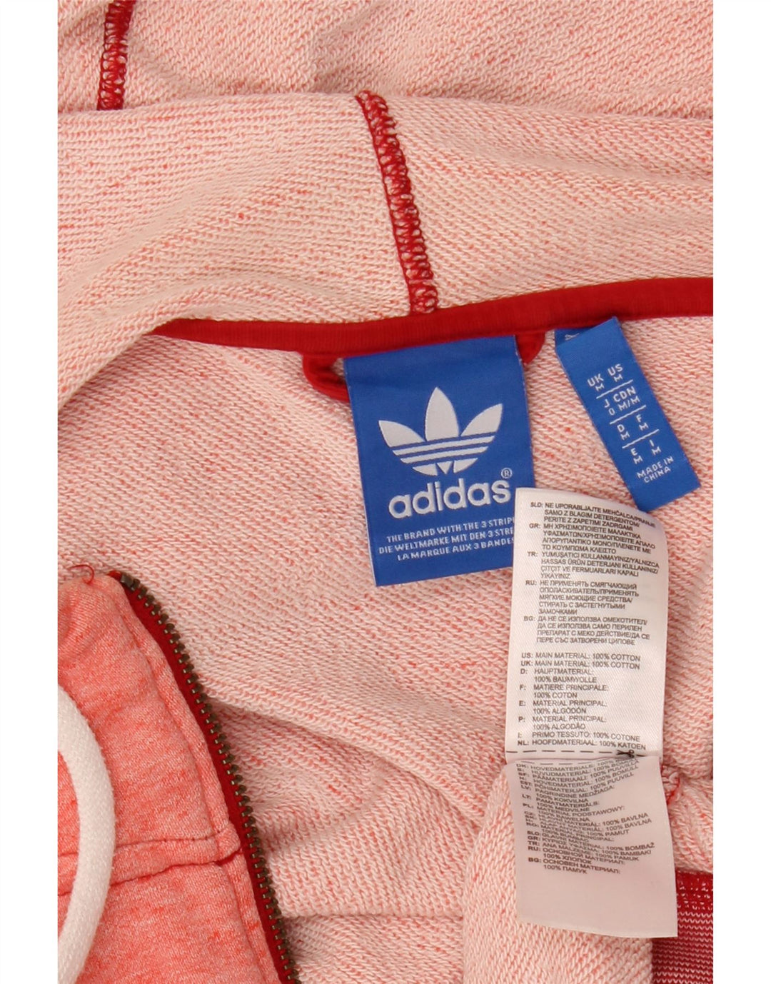 ADIDAS Sudadera con capucha y cremallera para mujer Reino Unido 14 Algodón rosa medio