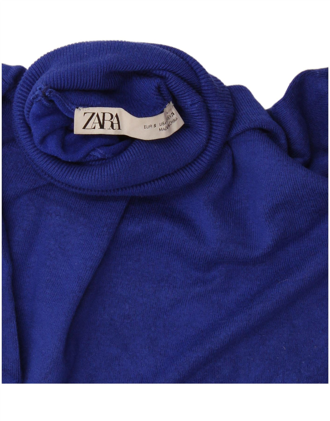 Zara Mujer Roll Neck Jumper Sweater UK 10 Small Azul Marino