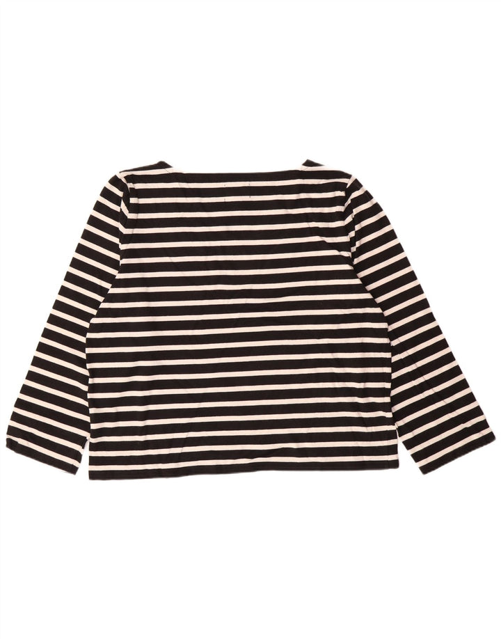 J. CREW Top de corte clásico para mujer, manga 3/4, UK 18 XL, algodón a rayas negras