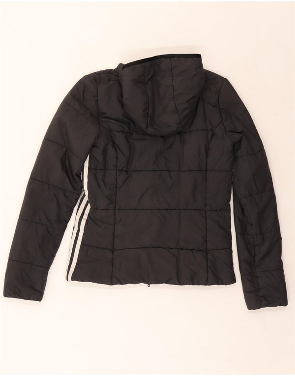 ADIDAS Chaqueta acolchada con capucha para mujer UK 8 Small Poliéster negro