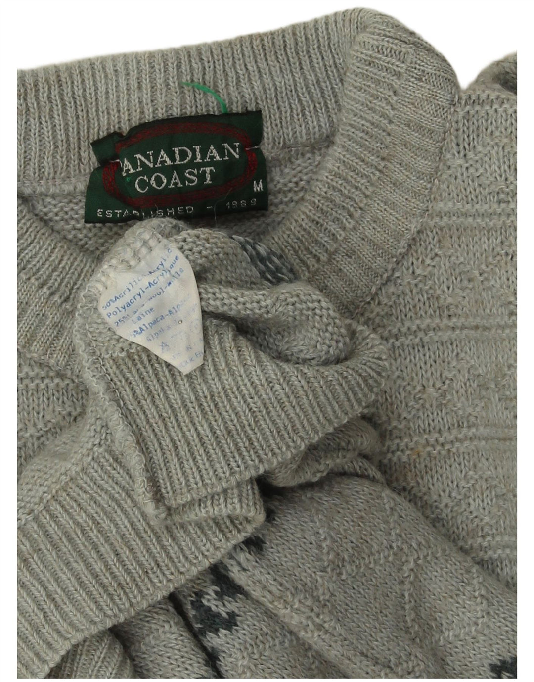 CANADIAN Suéter de cuello redondo para hombre Acrílico a rayas gris medio