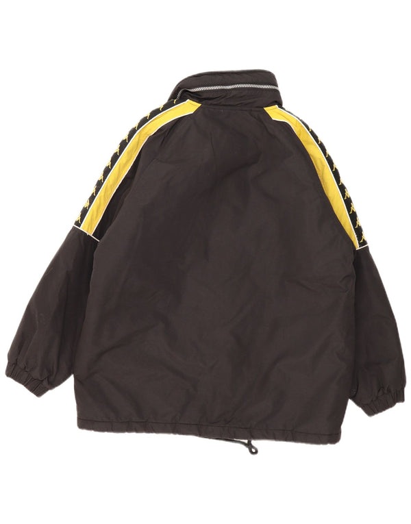 Kappa Chaqueta cortavientos gráfica para niños 12-13 años XL Negro Colorblock
