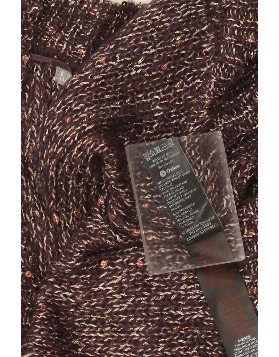 Marks & Spencer Suéter tipo cárdigan abierto para mujer UK 40 XL Poliéster marrón