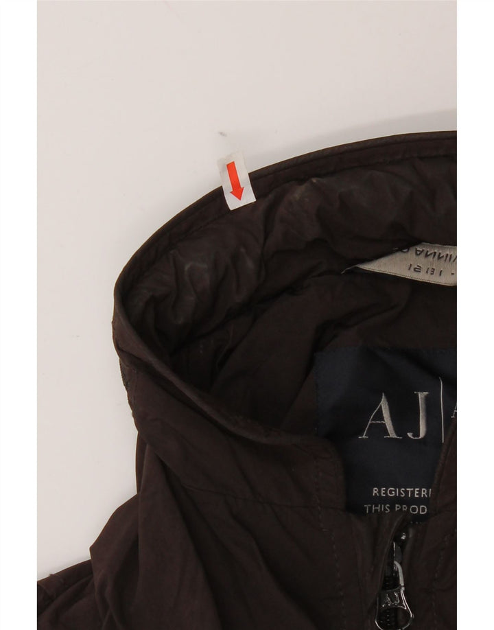 Armani Jeans Chaqueta bomber con capucha para hombre EU 48 Small Marrón Poliéster