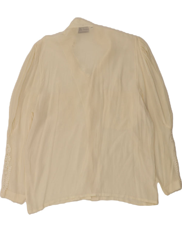 VINTAGE Womens Shirt Blouse IT 48 XL Off White Silk