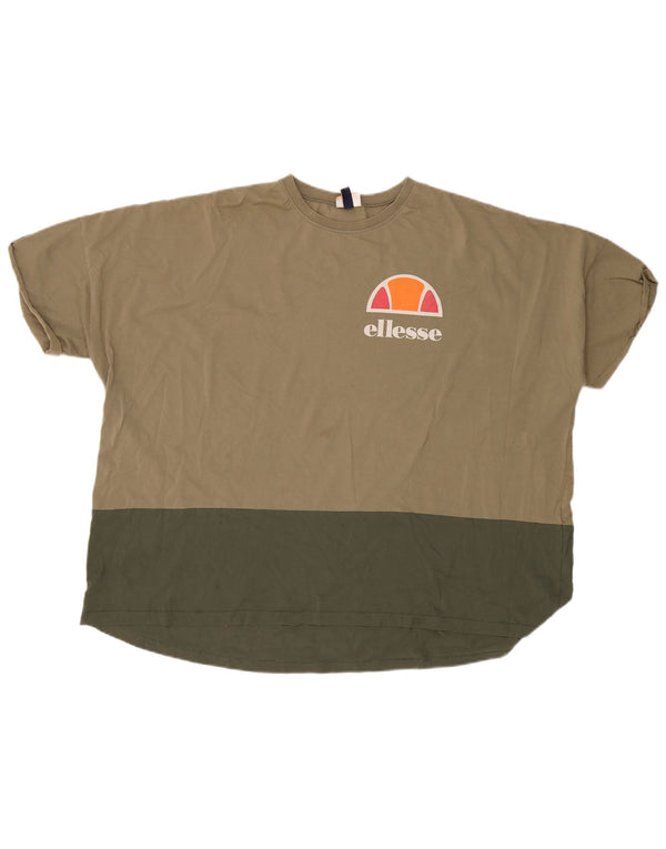 Ellesse Camiseta con gráfico extragrande para mujer UK 40 Medium Khaki Colourblock