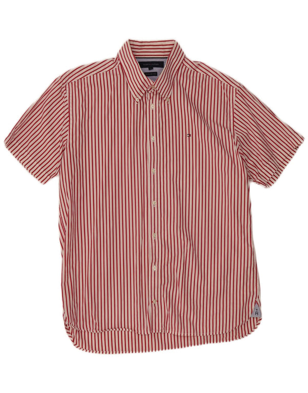 TOMMY HILFIGER Camisa de manga corta para hombre Grande Rojo Rayas Algodón 80s