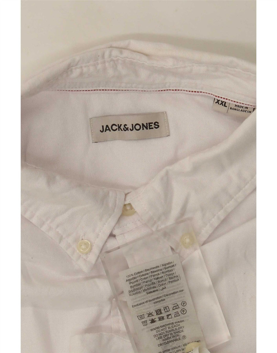 Jack & Jones Camisa Manga Corta Hombre 2XL Blanco Algodón