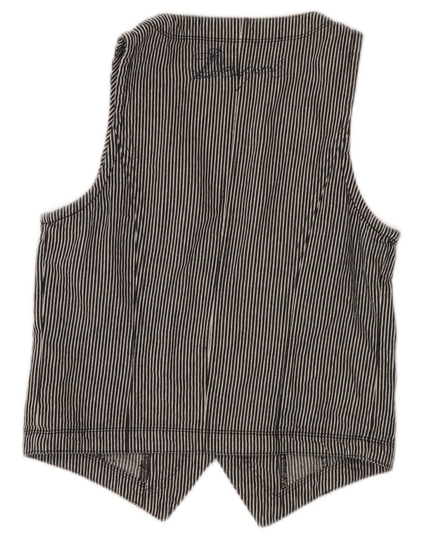 Desigual Mujer Crop Chaleco EU 40 Medio Azul Marino Rayas Algodón