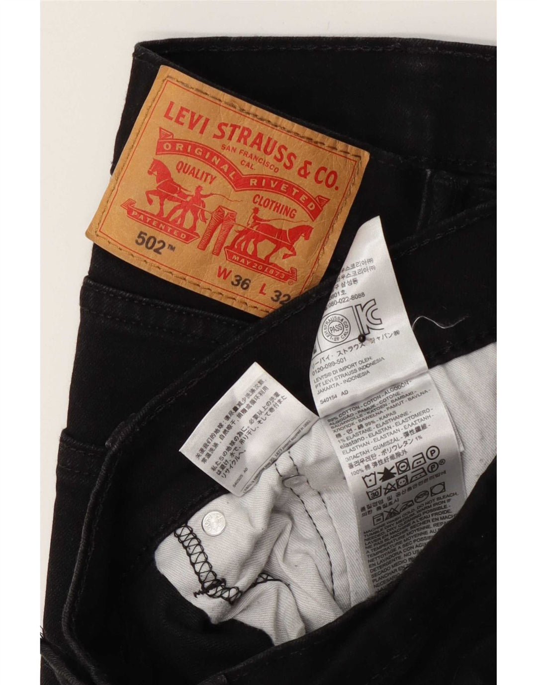 Levi's Vaqueros cónicos 502 para hombre W36 L32 Algodón negro