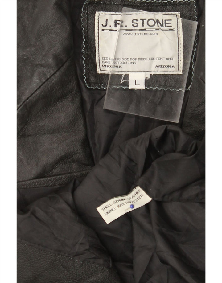 VINTAGE Chaqueta Blazer de cuero de 2 botones para mujer Reino Unido 14 Cuero negro grande