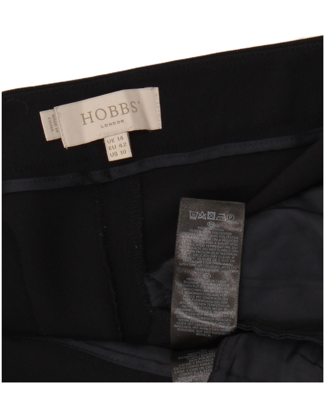 Hobbs Pantalones chinos para mujer UK 14 Large W34 L30 Azul marino Poliéster