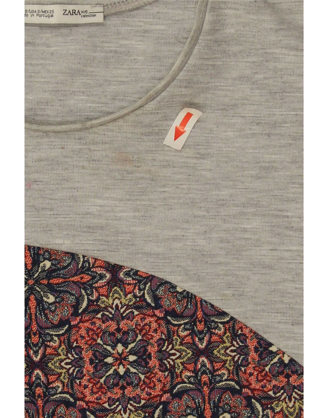 Zara Mujer Crop Vest Top UK 10 Small Gris Floral Poliéster
