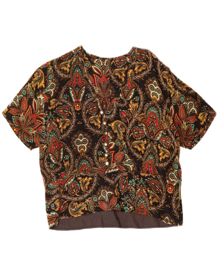 VINTAGE Womens Blouse Top UK 14 Medium Brown Paisley Vintage Vintage and Second-Hand Vintage from Messina Hembry 