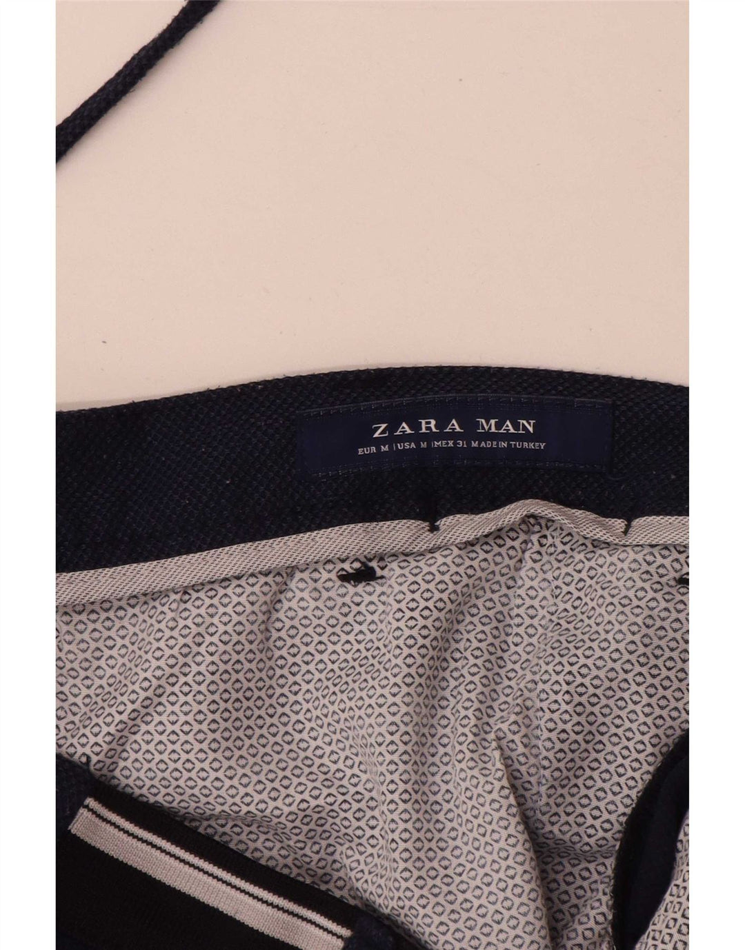 Zara Hombre Chino Shorts Medium W31 Poliéster Azul Marino