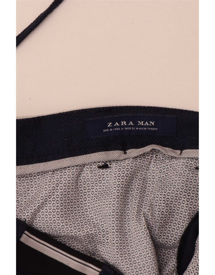 Zara Hombre Chino Shorts Medium W31 Poliéster Azul Marino