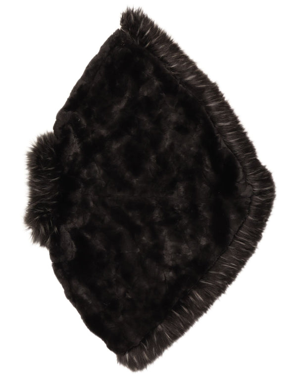 Vintage mujer piel sintética poncho abrigo un tamaño negro