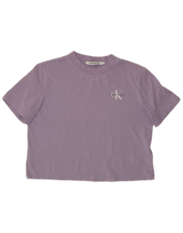 CALVIN KLEIN JEANS Camiseta corta para mujer Top UK 10 Small Purple Cotton