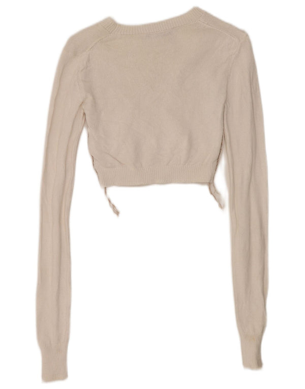 Zara Mujer Crop Top Manga Larga UK 6 XS Blanco