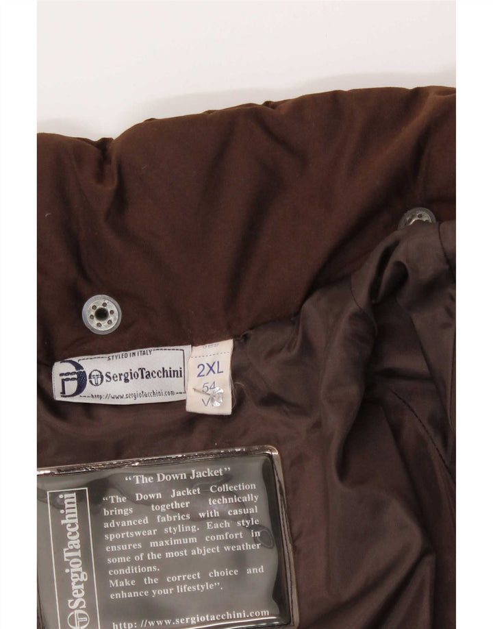 Sergio Tacchini Abrigo acolchado para hombre IT 54 2XL Marrón Policloruro