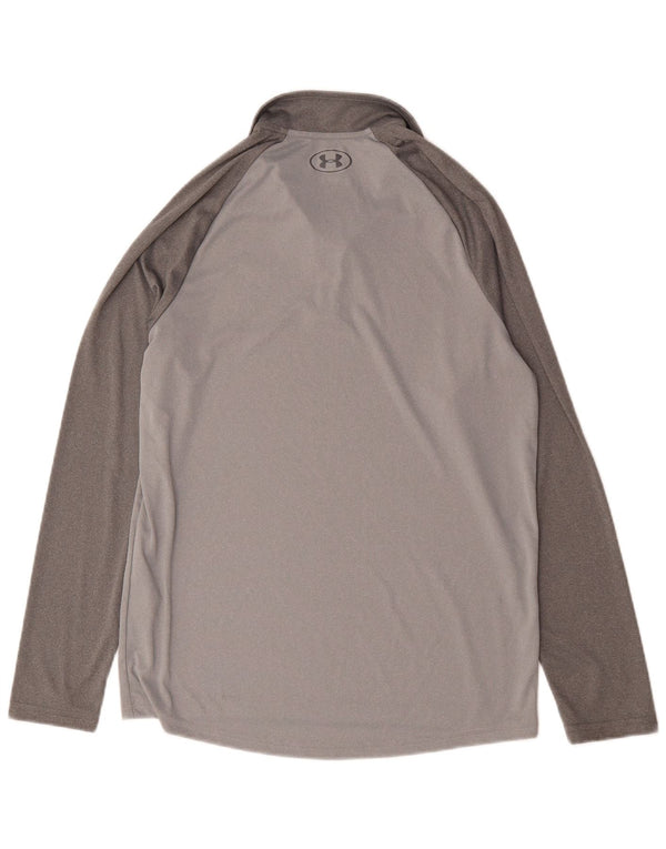 Under Armour Mens Zip Neck Top Long Sleeve Medium Grey Colourblock