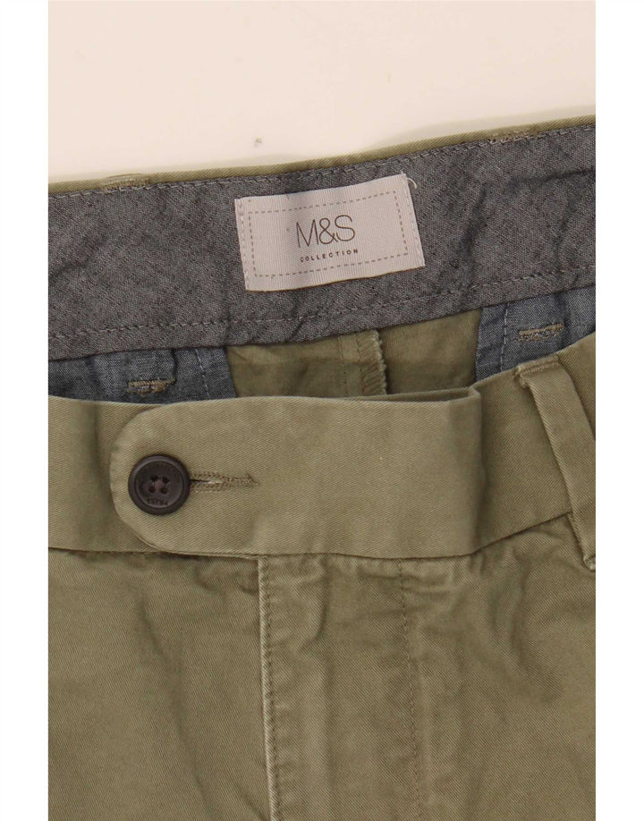Marks & Spencer Pantalones cortos chinos para hombre W38 XL Algodón verde