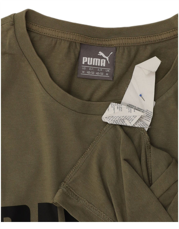 Puma Camiseta gráfica para hombre Top Medium Khaki Cotton