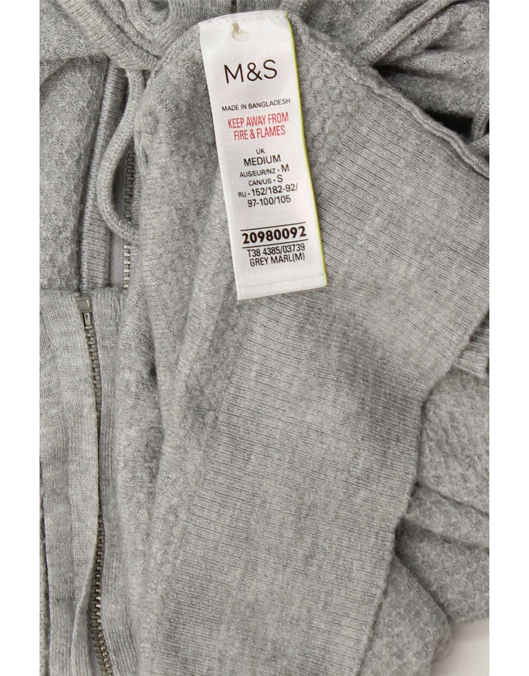 Marks & Spencer Suéter con capucha y cremallera de punto para mujer UK 44 Viscosa gris medio