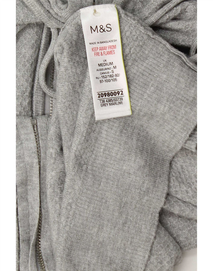 Marks & Spencer Suéter con capucha y cremallera de punto para mujer UK 44 Viscosa gris medio