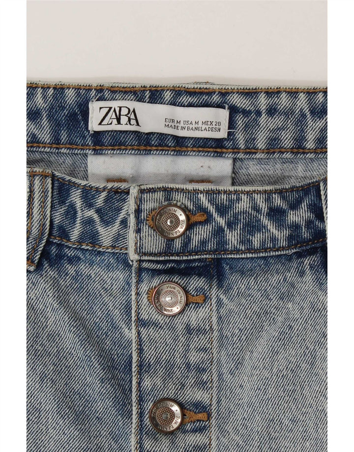 Zara Mujer Minifalda Vaquera Con Lavado Ácido Mediana W28 Azul