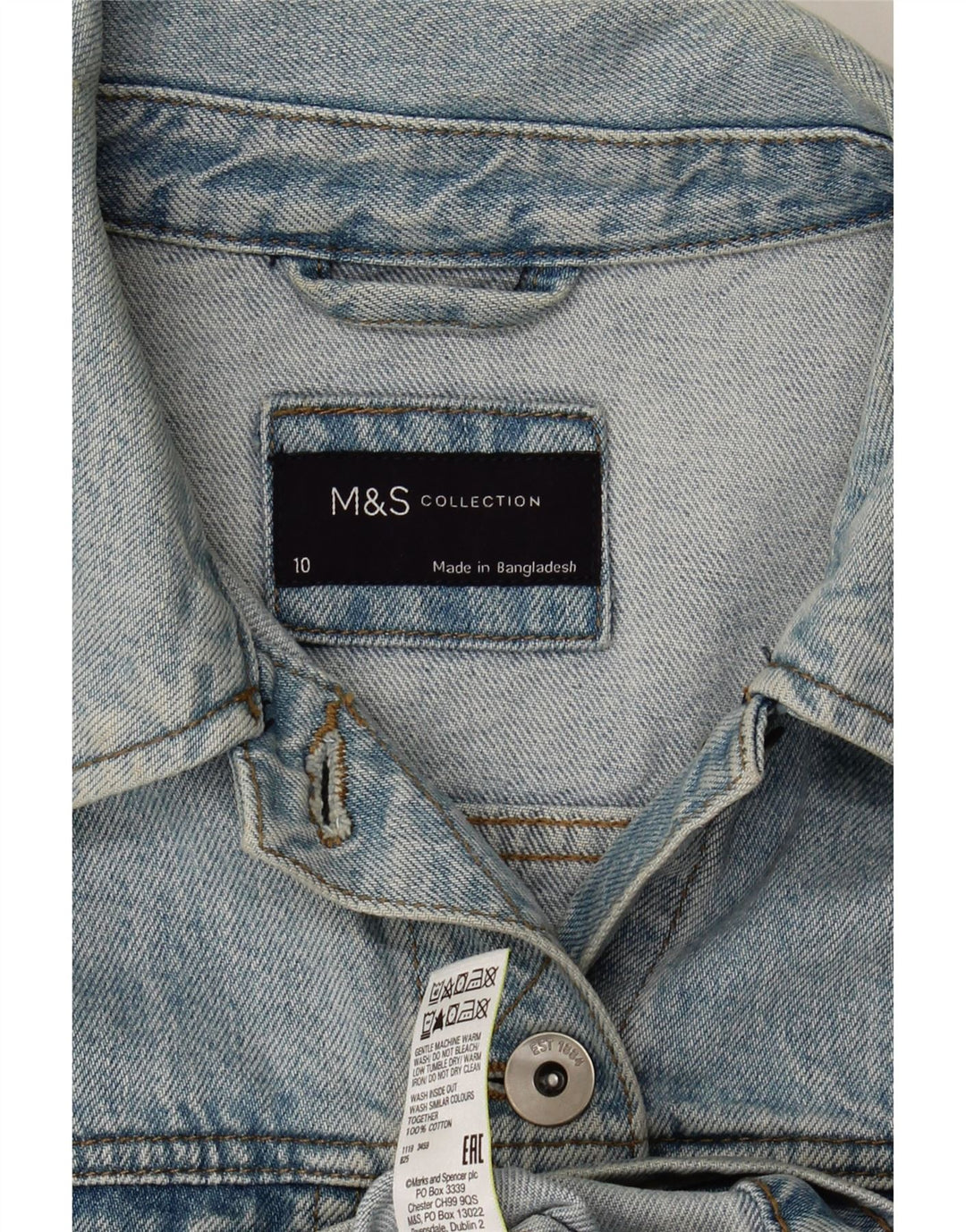 Marks & Spencer Chaqueta Vaquera para Mujer UK 10 Small Azul Algodón
