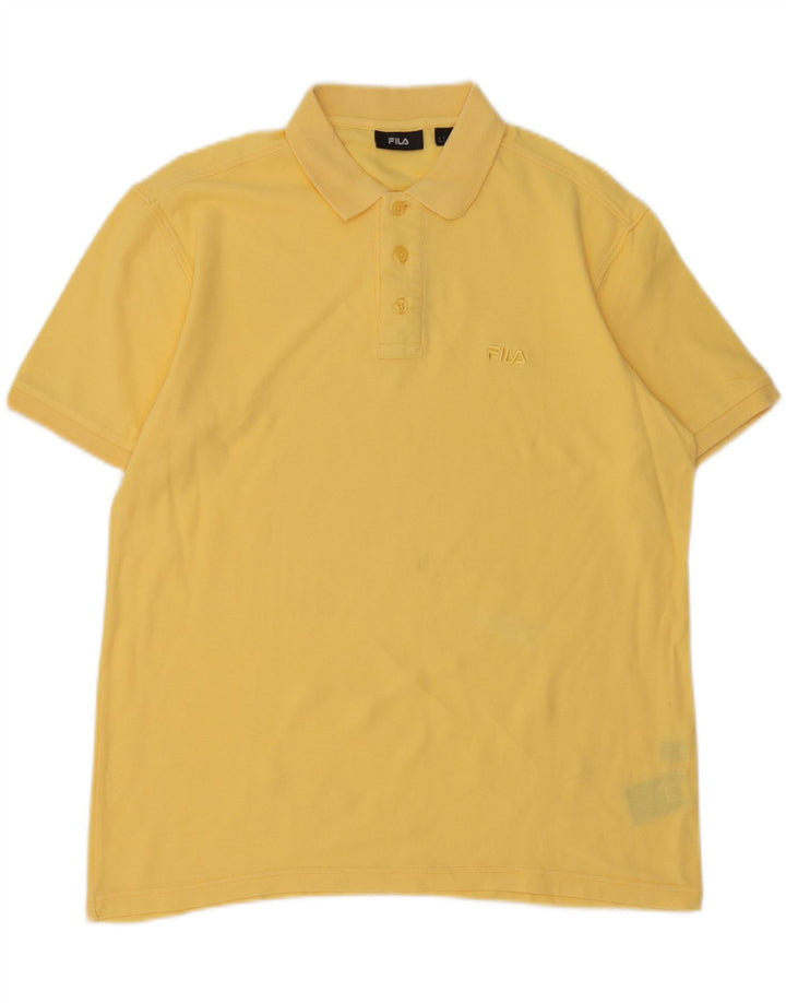 FILA Mens Polo Shirt Medium Yellow Cotton