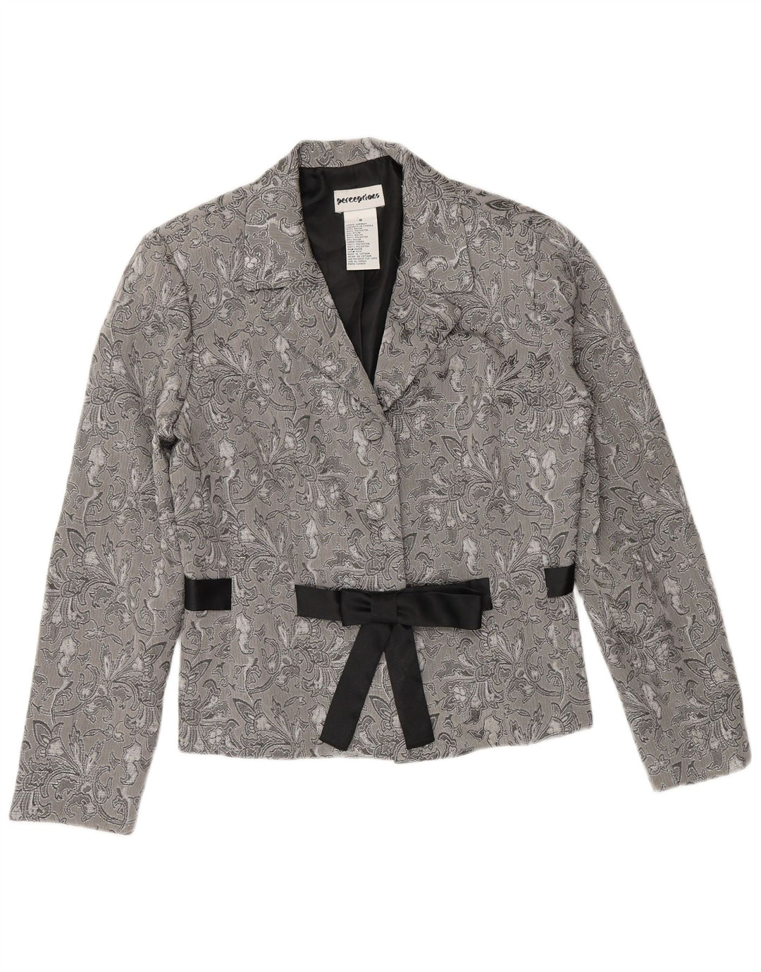 Perceptions Chaqueta tipo blazer de 2 botones para mujer UK 8 Small Grey Floral Rayon