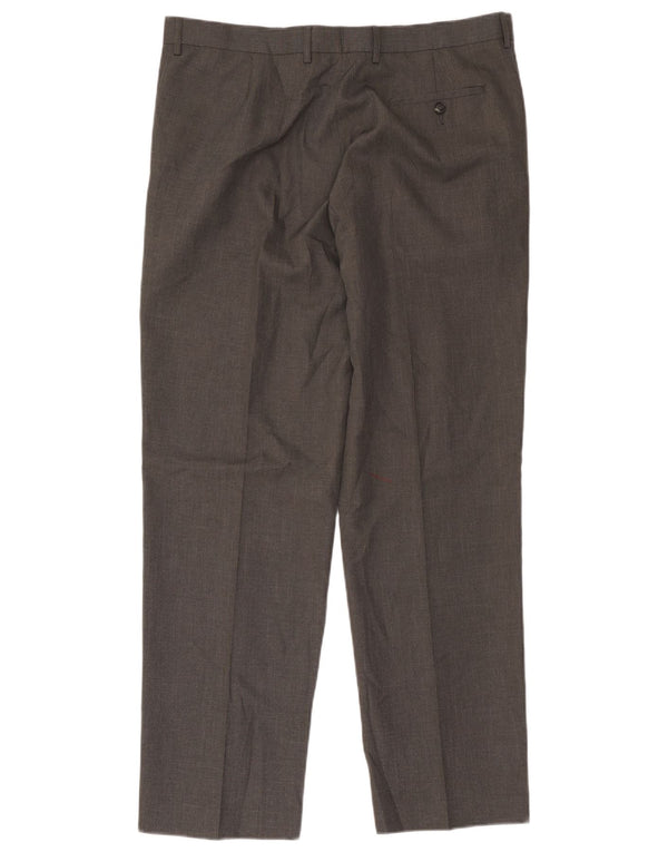 Marks & Spencer Pantalón de traje recto para hombre W38 L31 Poliéster gris