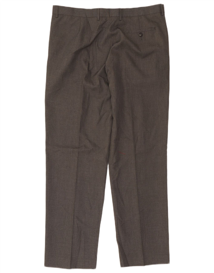 Marks & Spencer Pantalón de traje recto para hombre W38 L31 Poliéster gris